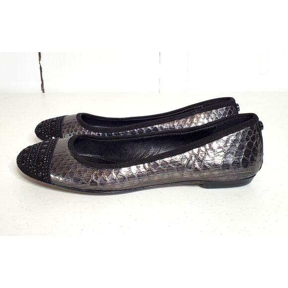 Donald J Pliner Great Snakeskin Cap-Toe Ballet Flats 7 - Picture 8 of 9
